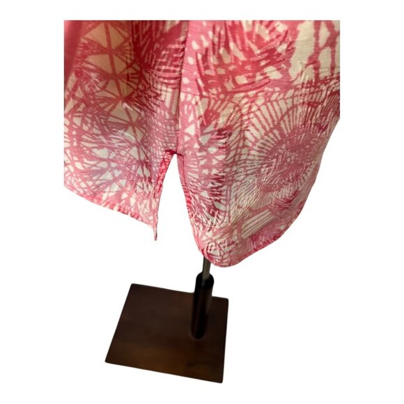 Tory Burch Shirt Women 10 Pink Floral Linen Blend Lightweight Blouse Boho Luxury - Picture 7 of 9